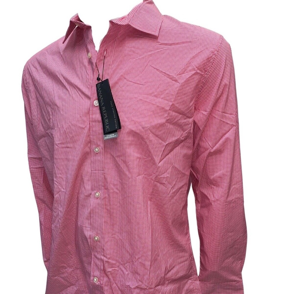 Banana Republic Mens Tech Stretch Cotton Slim Flex Fit Button Down Shirt NWT
